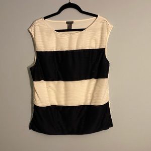 Ann Taylor blouse, white and navy